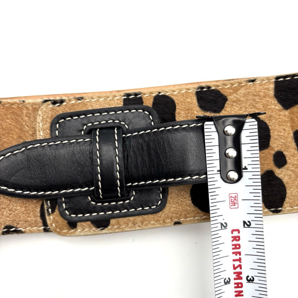 Vtg Barbara Bui Paris K6927 Leather Calf Hair Jaguar Print Wide Waist Belt 32\